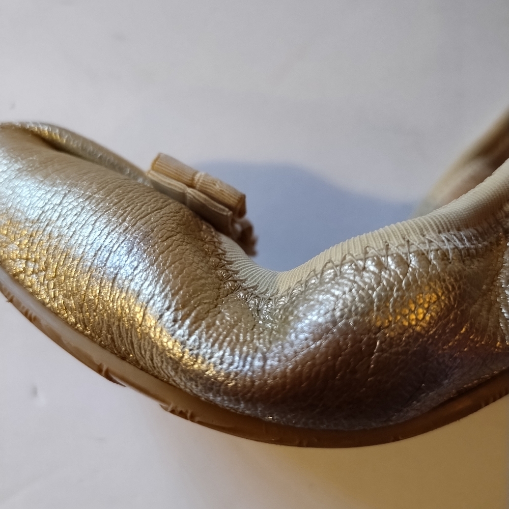 Salvatore Ferragamo Platino (Gold) Leather My Joy Ballet Slip-On Flats Size 7.5 - Picture 15 of 16